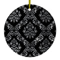 Black White Silver Grey Damask Ceramic Ornament