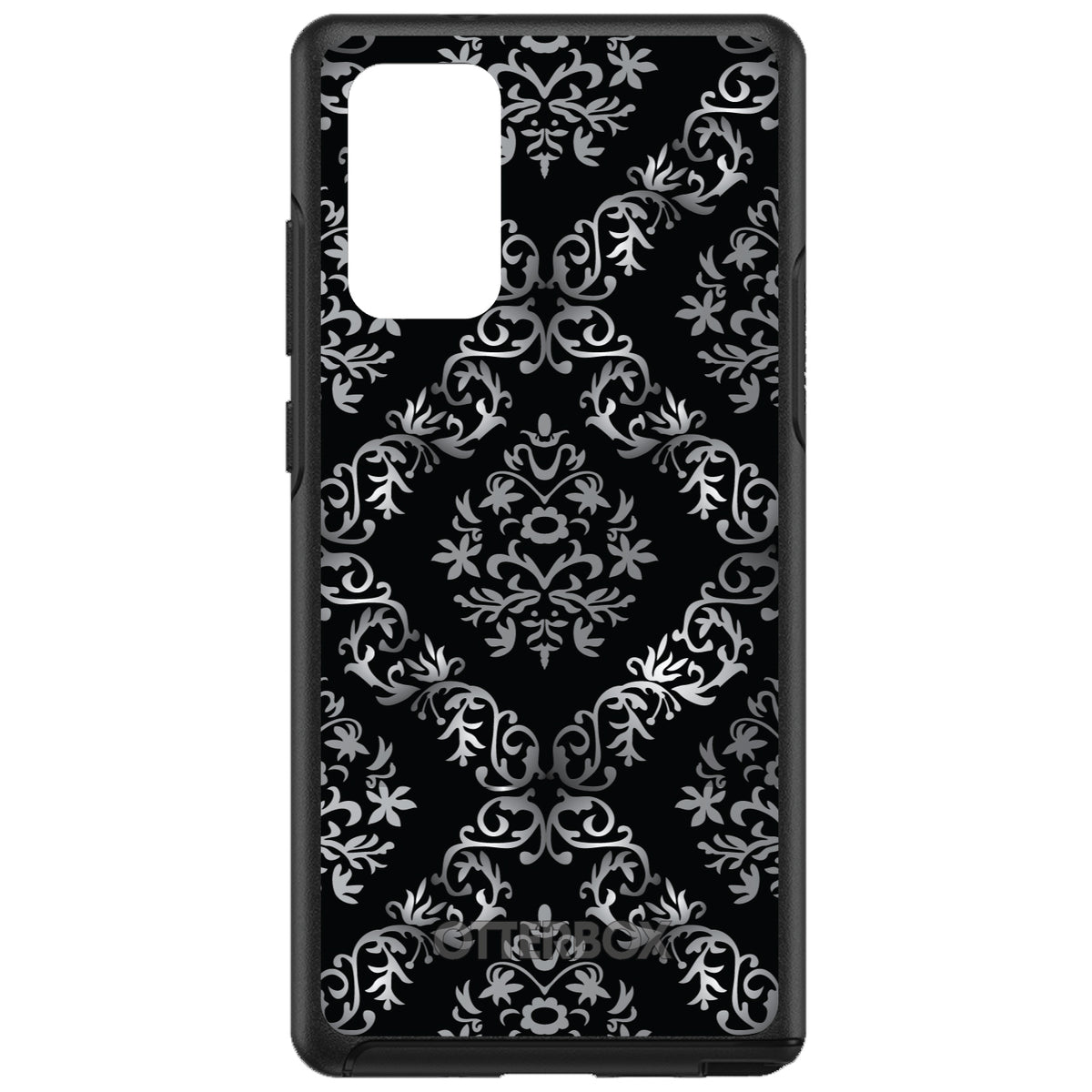 Black White Silver Grey Damask OtterBox Symmetry Case for iPhone & Galaxy, view 10