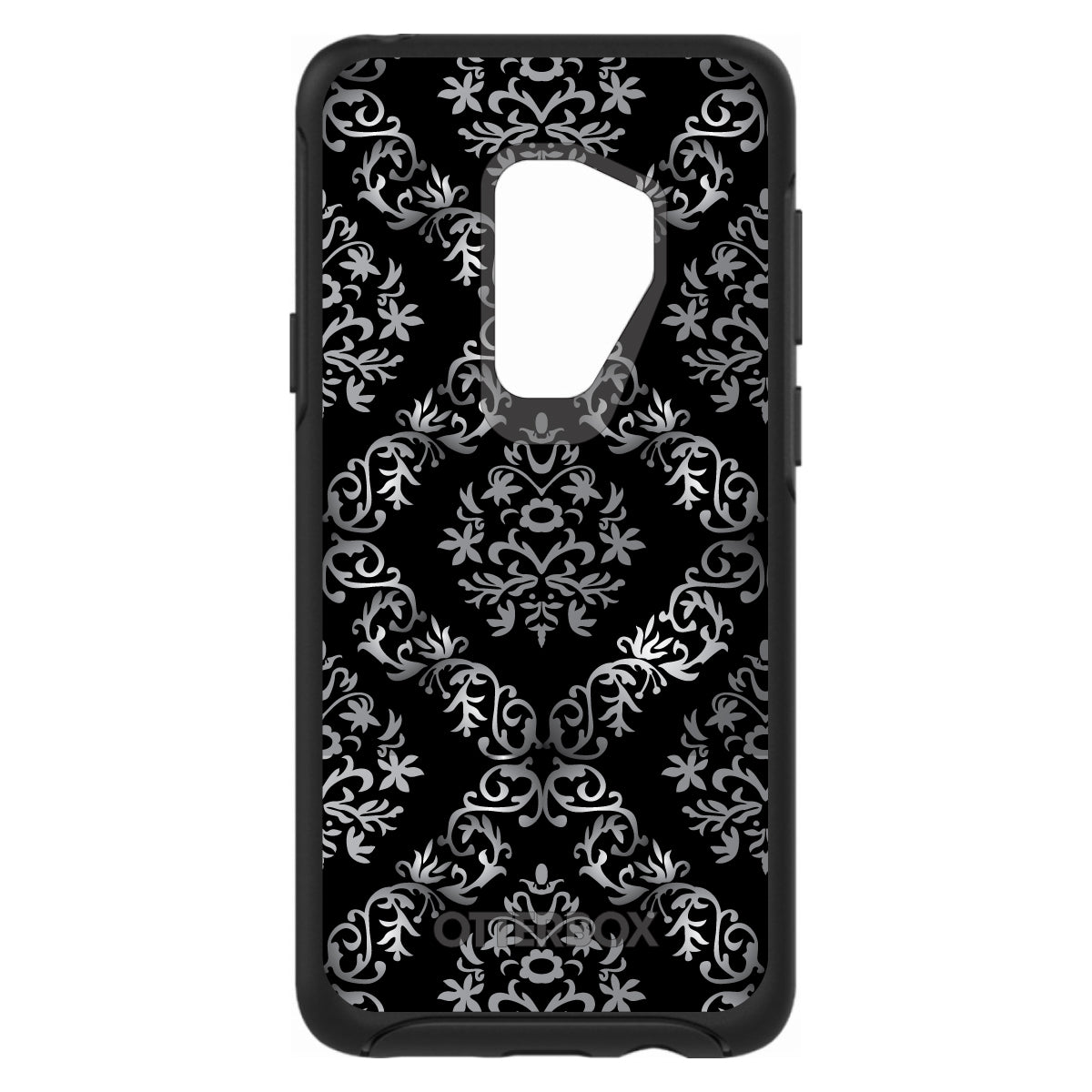 Black White Silver Grey Damask OtterBox Symmetry Case for iPhone & Galaxy, view 9