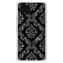 DistinctInk® Clear Shockproof Hybrid Case for Apple iPhone / Samsung Galaxy / Google Pixel - Black White Silver Grey Damask