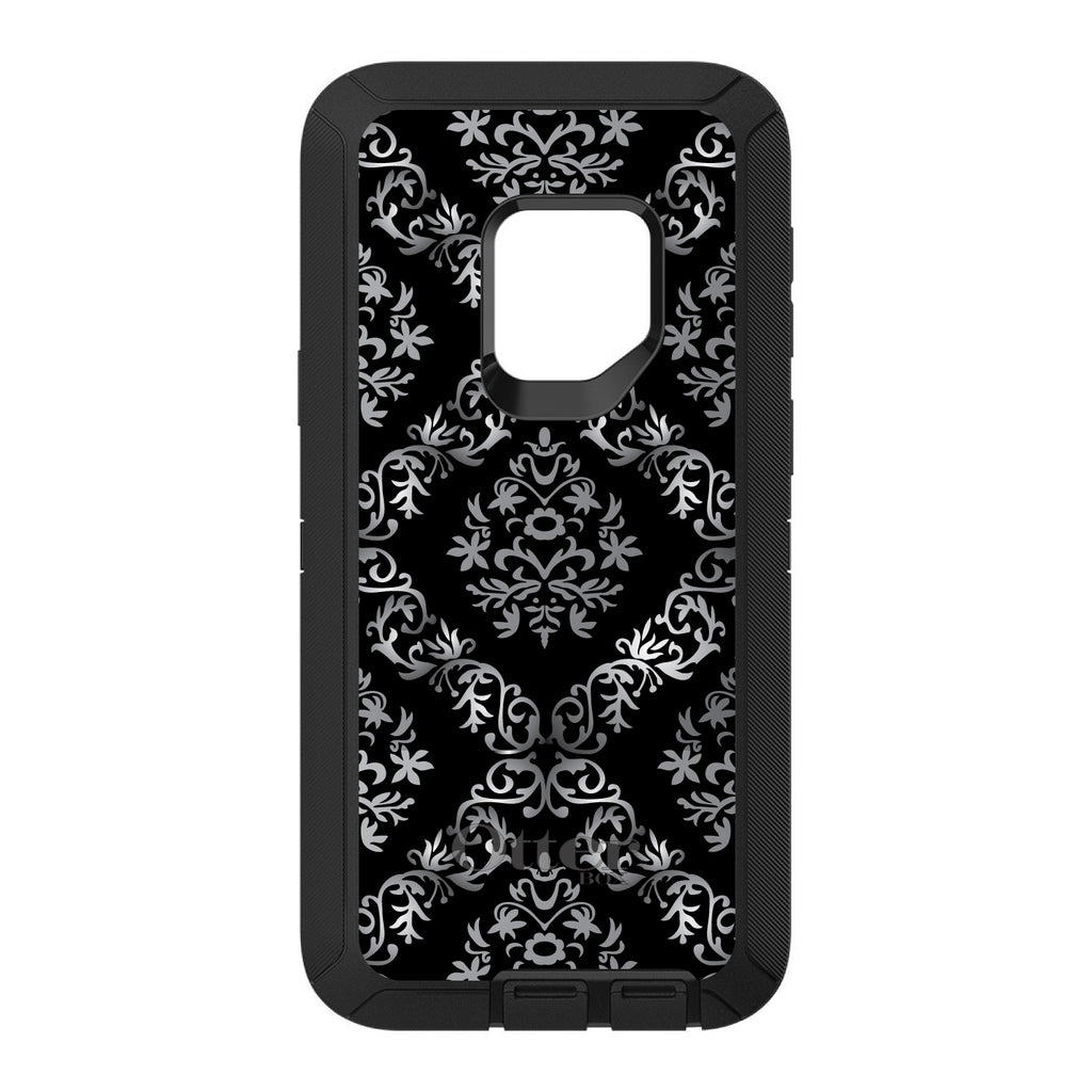 Black White Silver Grey Damask OtterBox Defender Case for iPhone & Galaxy, view 11