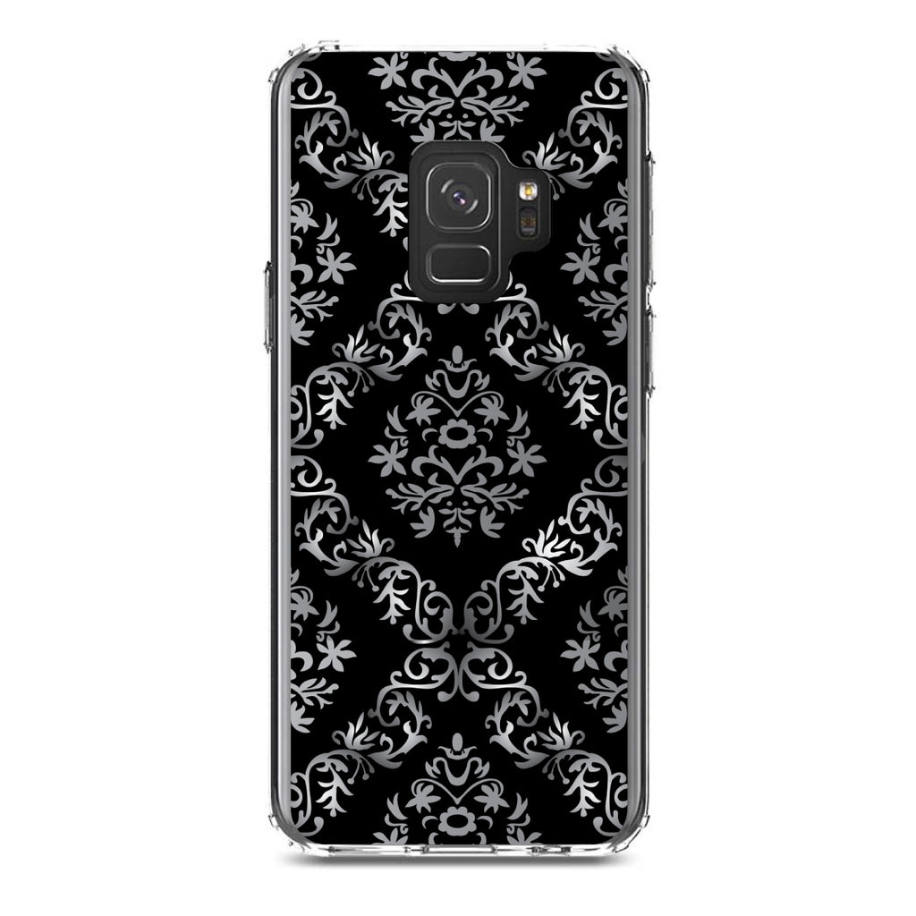 Black White Silver Grey Damask Clear Shockproof iPhone Case, view 19