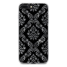 DistinctInk® Clear Shockproof Hybrid Case for Apple iPhone / Samsung Galaxy / Google Pixel - Black White Silver Grey Damask