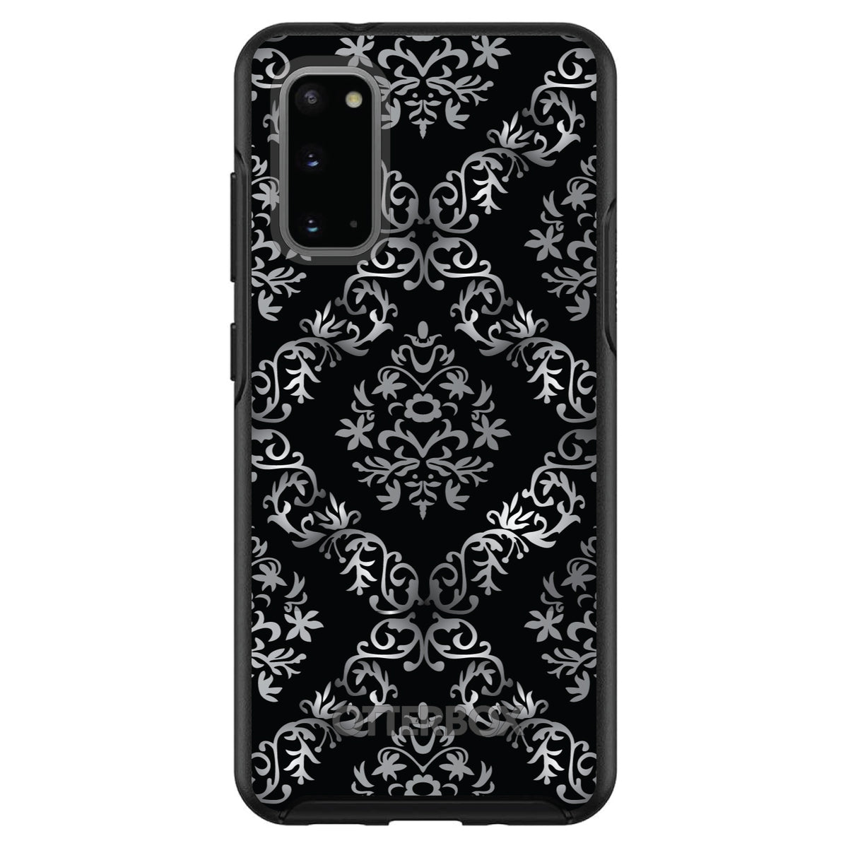 Black White Silver Grey Damask OtterBox Symmetry Case for iPhone & Galaxy, view 5