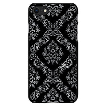 DistinctInk® Hard Plastic Snap-On Case for Apple iPhone or Samsung Galaxy - Black White Silver Grey Damask