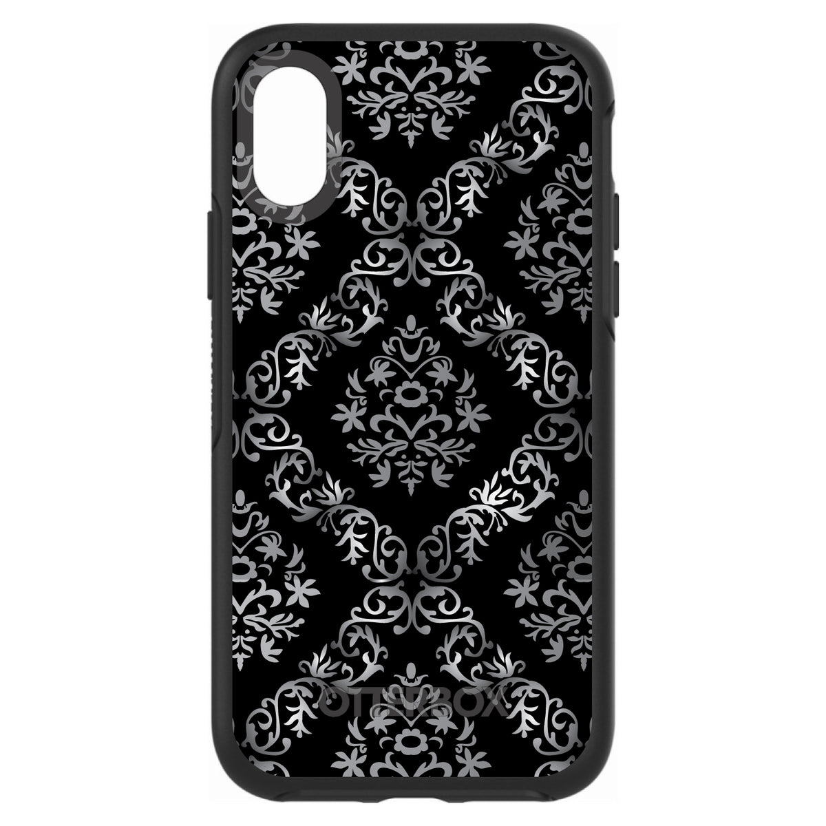 Black White Silver Grey Damask OtterBox Symmetry Case for iPhone & Galaxy, view 4