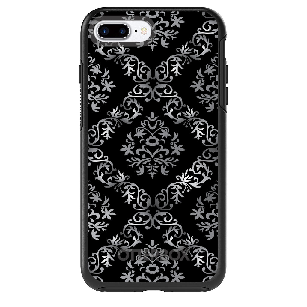 Black White Silver Grey Damask OtterBox Symmetry Case for iPhone & Galaxy, view 2