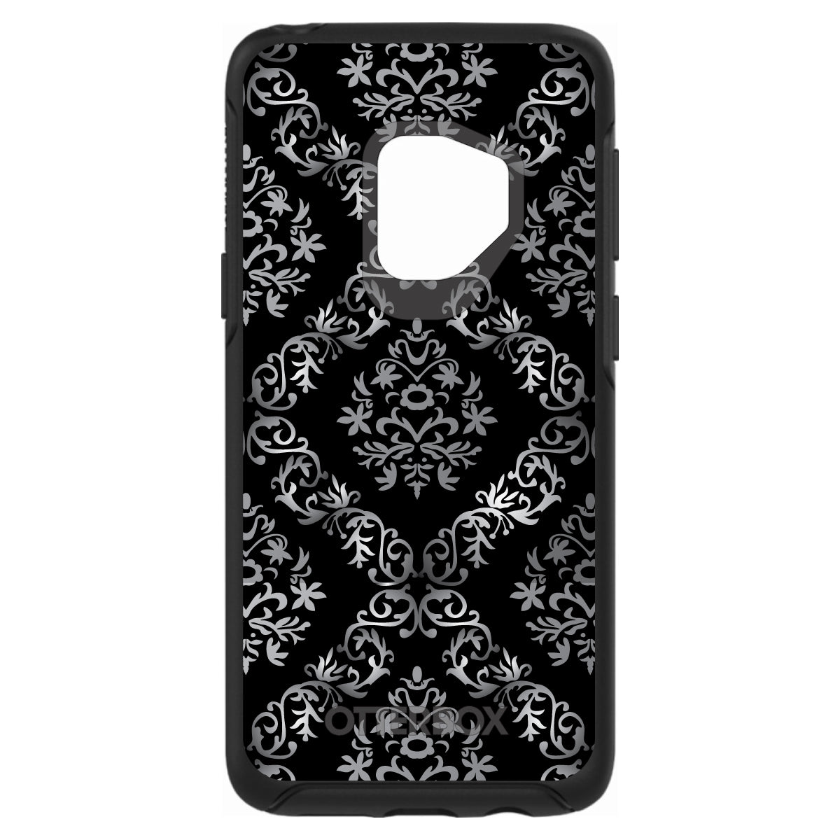 Black White Silver Grey Damask OtterBox Symmetry Case for iPhone & Galaxy, view 8