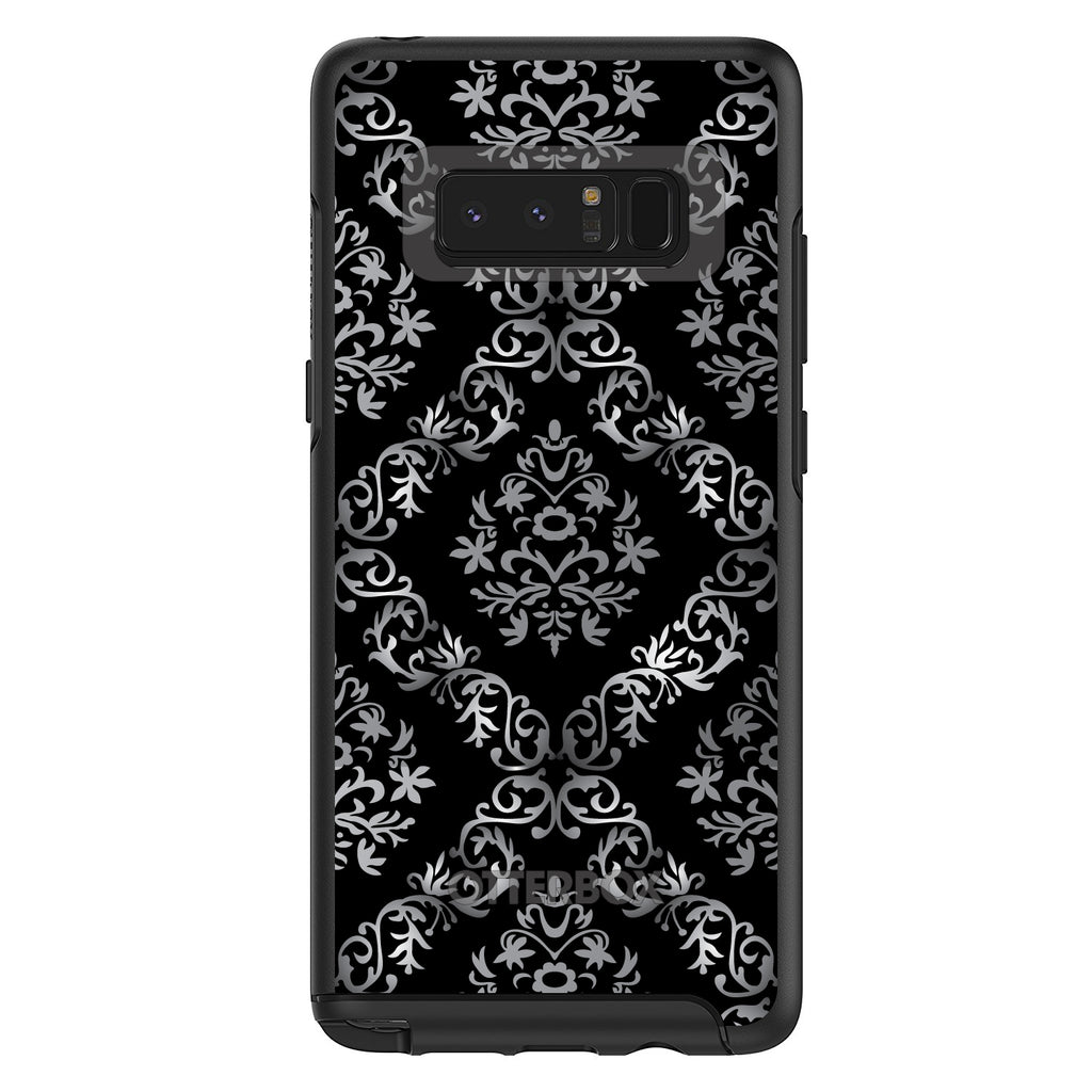Black White Silver Grey Damask OtterBox Symmetry Case for iPhone & Galaxy, view 14