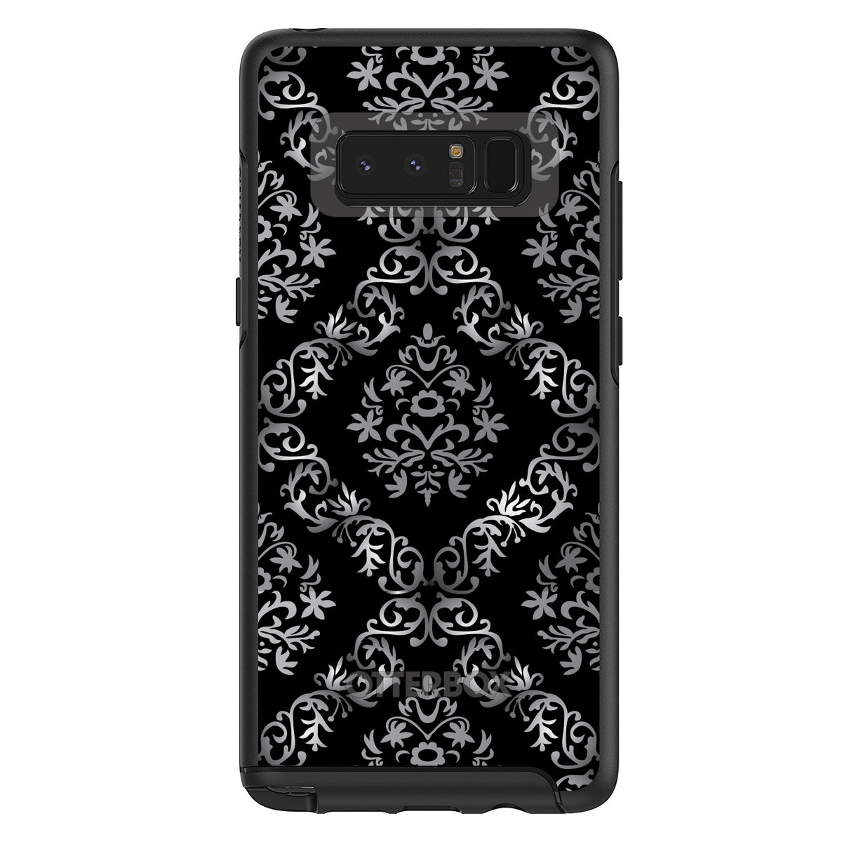 Black White Silver Grey Damask OtterBox Symmetry Case for iPhone & Galaxy, view 14