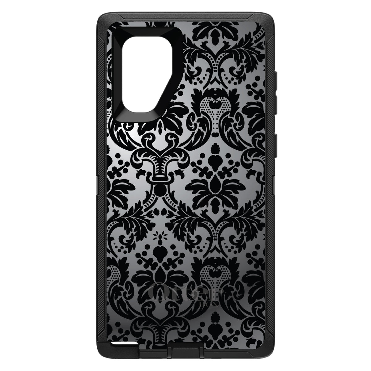 Silver Grey Black Damask OtterBox Defender Case for iPhone & Galaxy, view 15