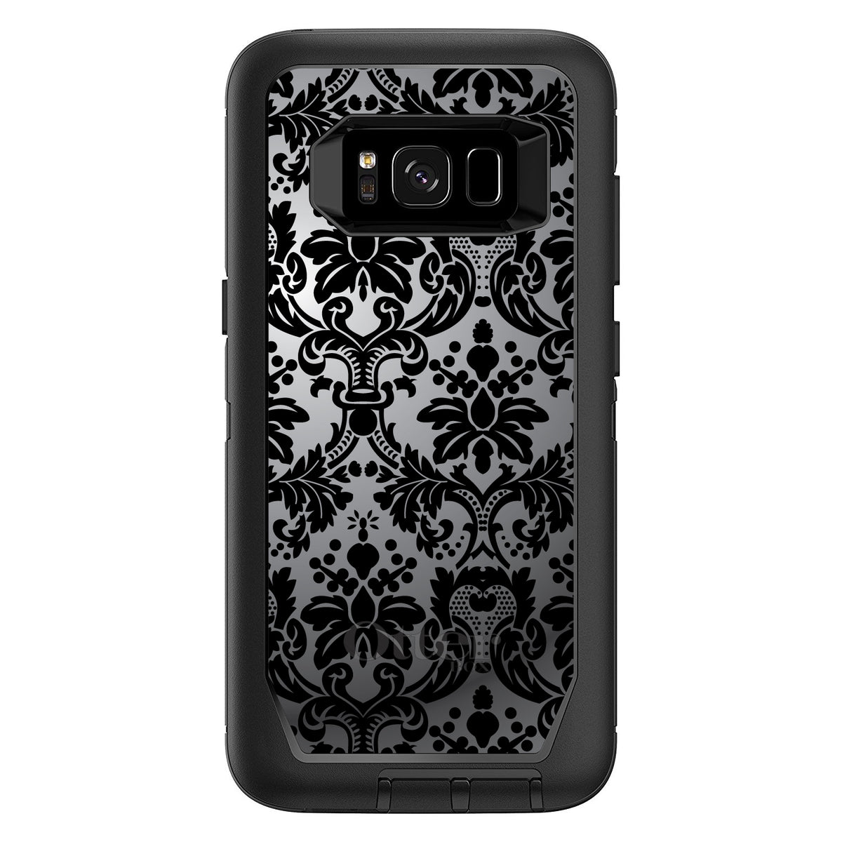 Silver Grey Black Damask OtterBox Defender Case for iPhone & Galaxy, view 12