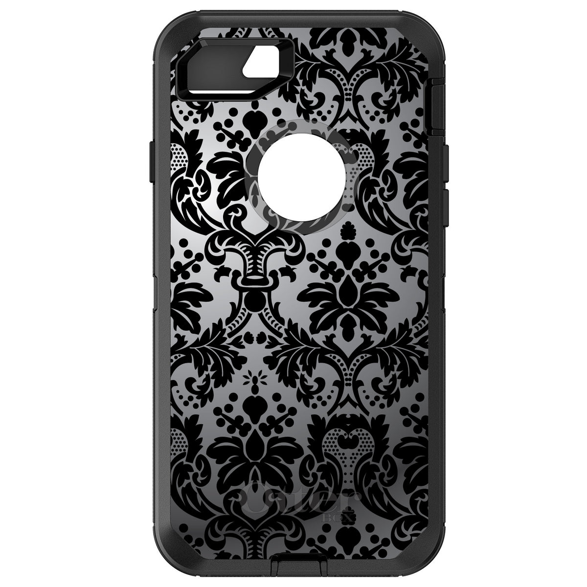 Silver Grey Black Damask OtterBox Defender Case for iPhone & Galaxy