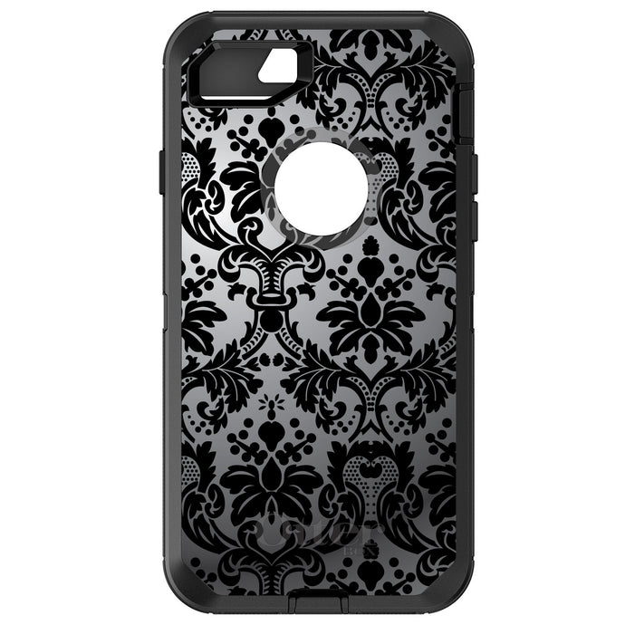 DistinctInk™ OtterBox Defender Series Case for Apple iPhone / Samsung Galaxy / Google Pixel - Silver Grey Black Damask