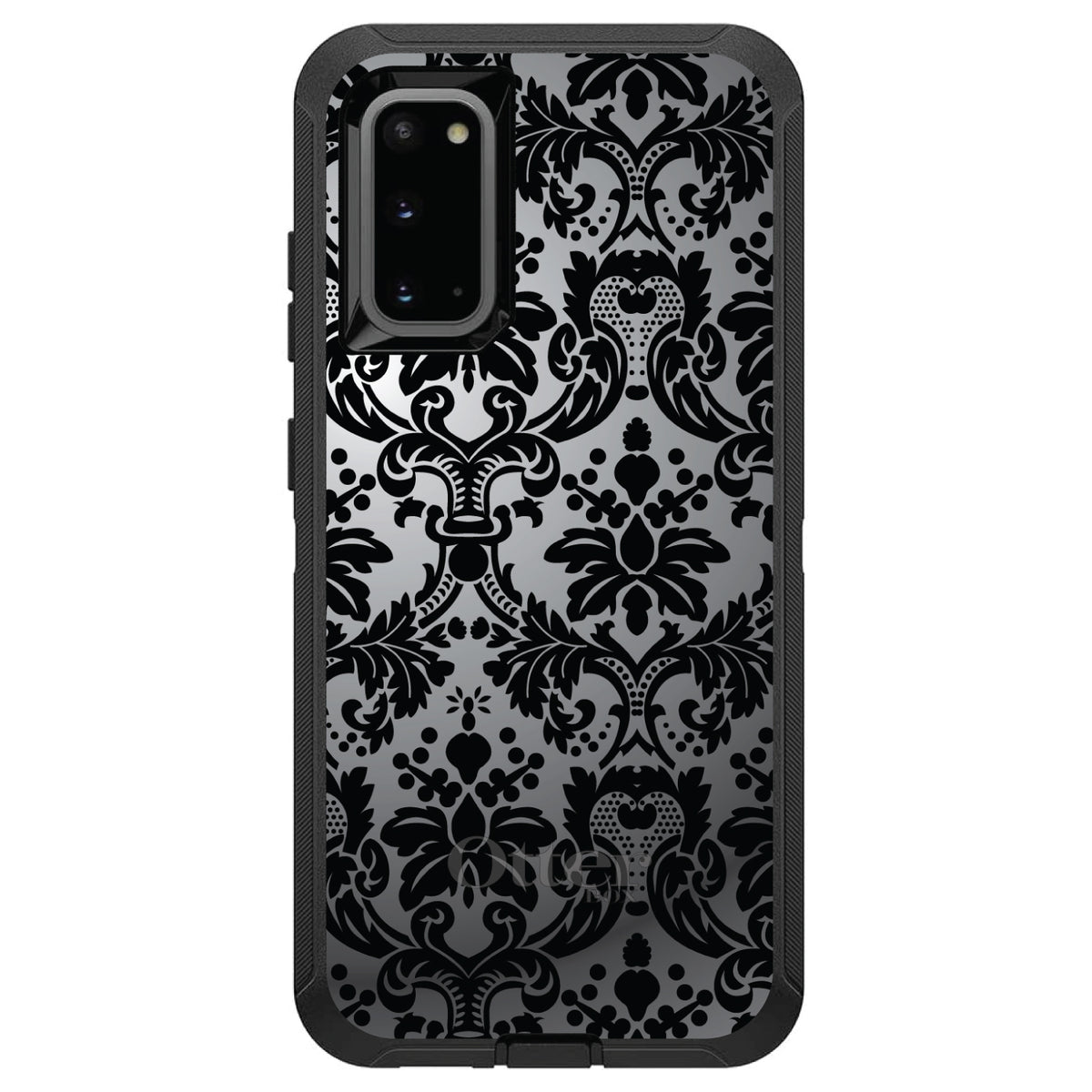 Silver Grey Black Damask OtterBox Defender Case for iPhone & Galaxy, view 8