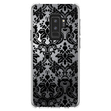 DistinctInk® Clear Shockproof Hybrid Case for Apple iPhone / Samsung Galaxy / Google Pixel - Silver Grey Black Damask