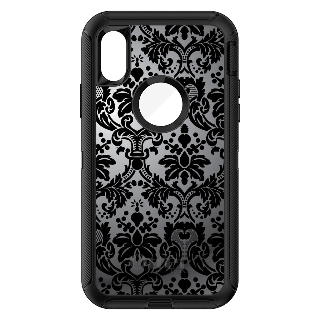 Silver Grey Black Damask OtterBox Defender Case for iPhone & Galaxy, view 3