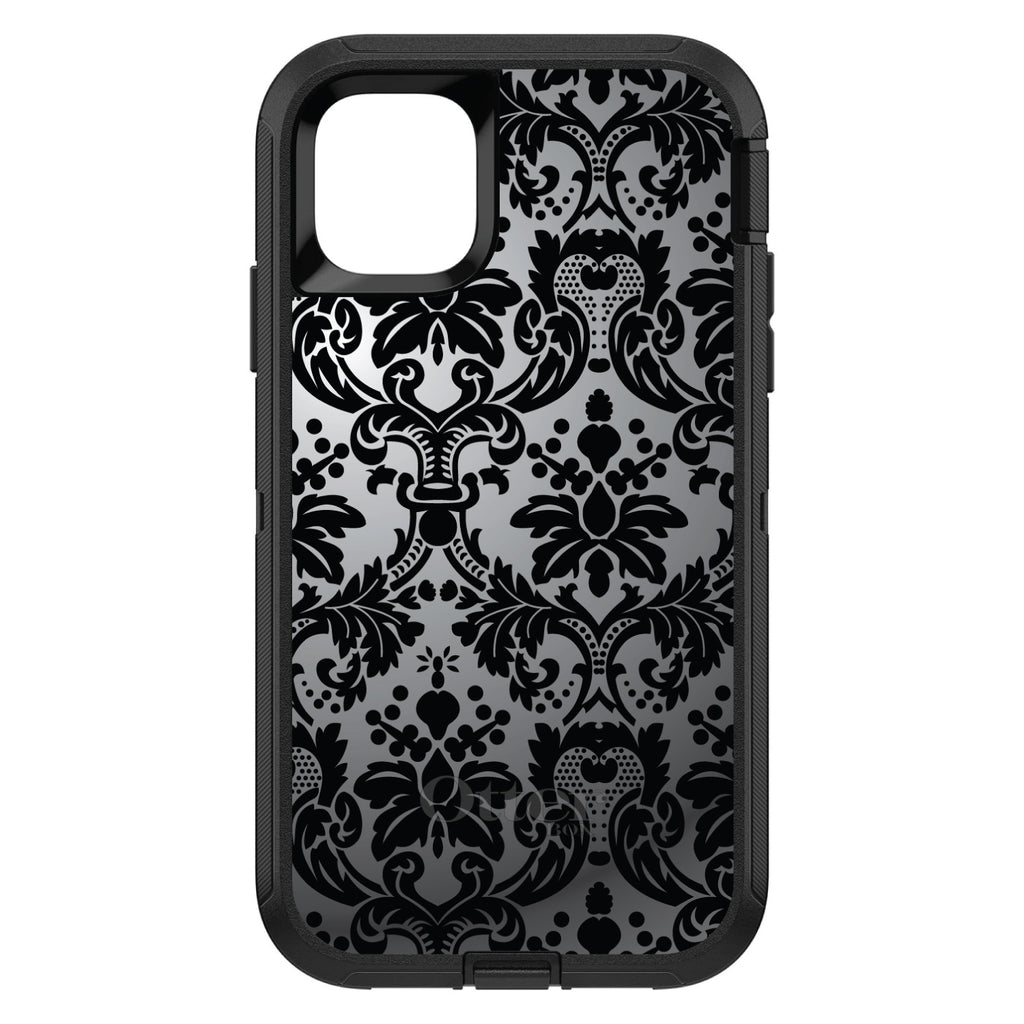 Silver Grey Black Damask OtterBox Defender Case for iPhone & Galaxy, view 2