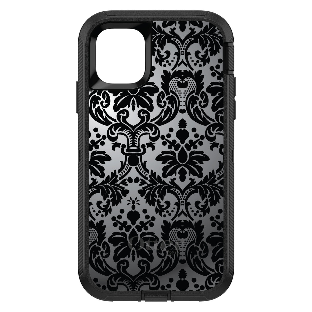 Silver Grey Black Damask OtterBox Defender Case for iPhone & Galaxy, view 2