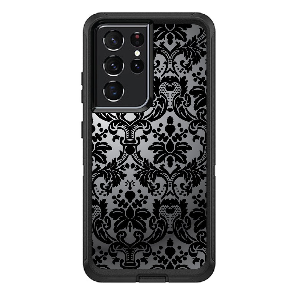 Silver Grey Black Damask OtterBox Defender Case for iPhone & Galaxy, view 7