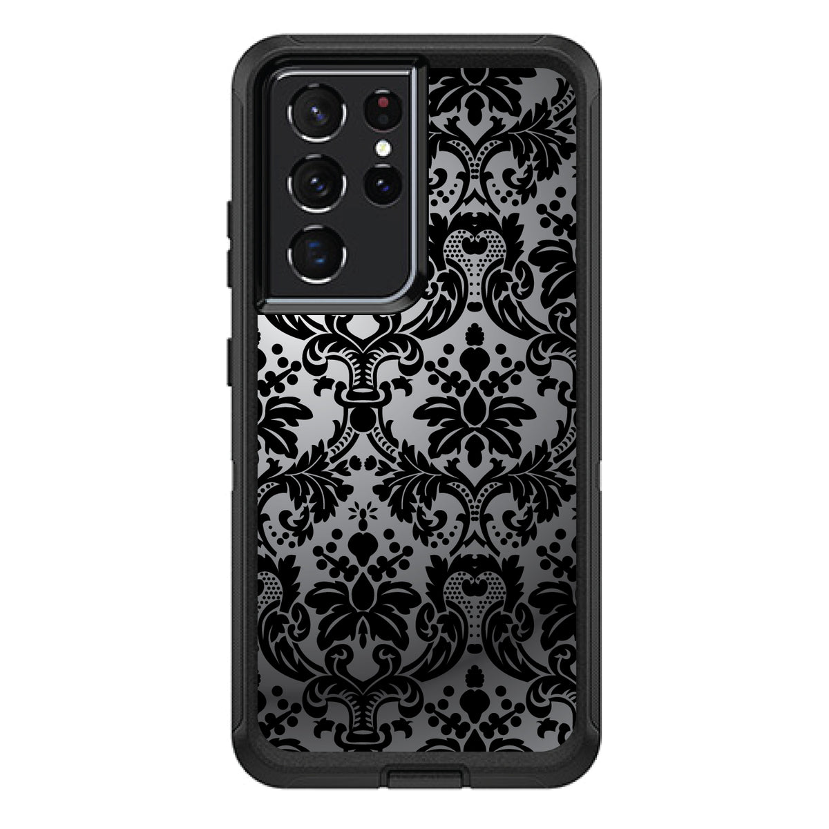 Silver Grey Black Damask OtterBox Defender Case for iPhone & Galaxy, view 7