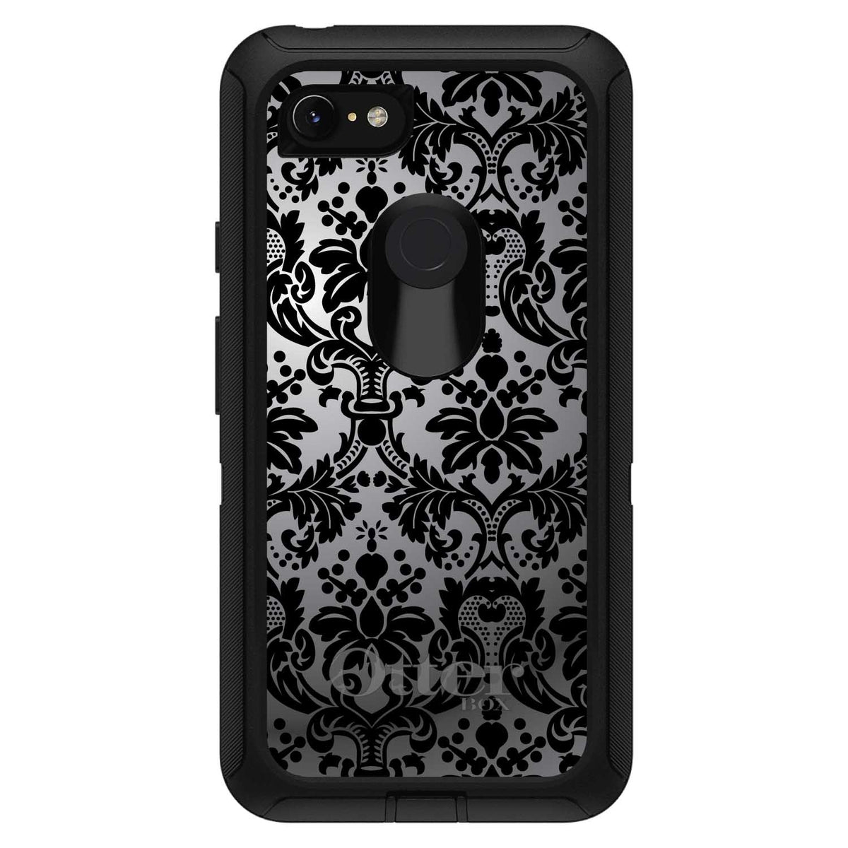 Silver Grey Black Damask OtterBox Defender Case for iPhone & Galaxy, view 18