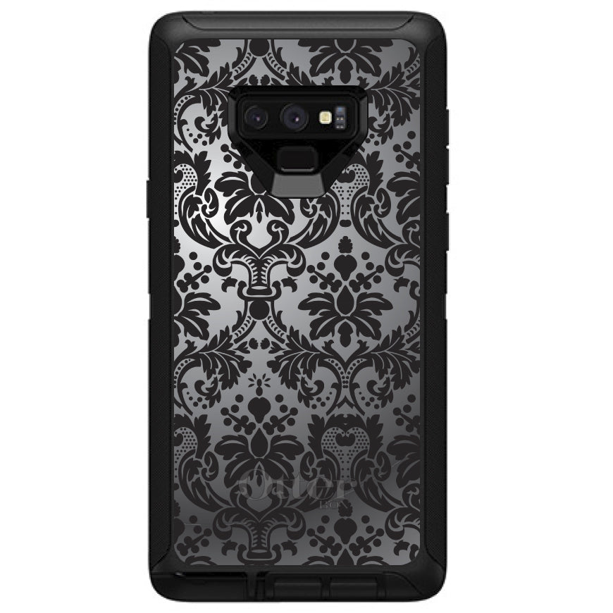 Silver Grey Black Damask OtterBox Defender Case for iPhone & Galaxy, view 16