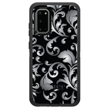 DistinctInk™ OtterBox Defender Series Case for Apple iPhone / Samsung Galaxy / Google Pixel - Silver Grey Black White Floral