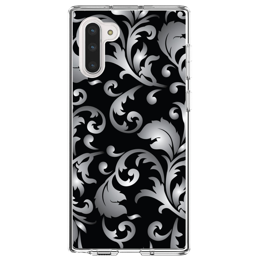 Silver Grey Black White Floral Clear Shockproof iPhone Case, view 9