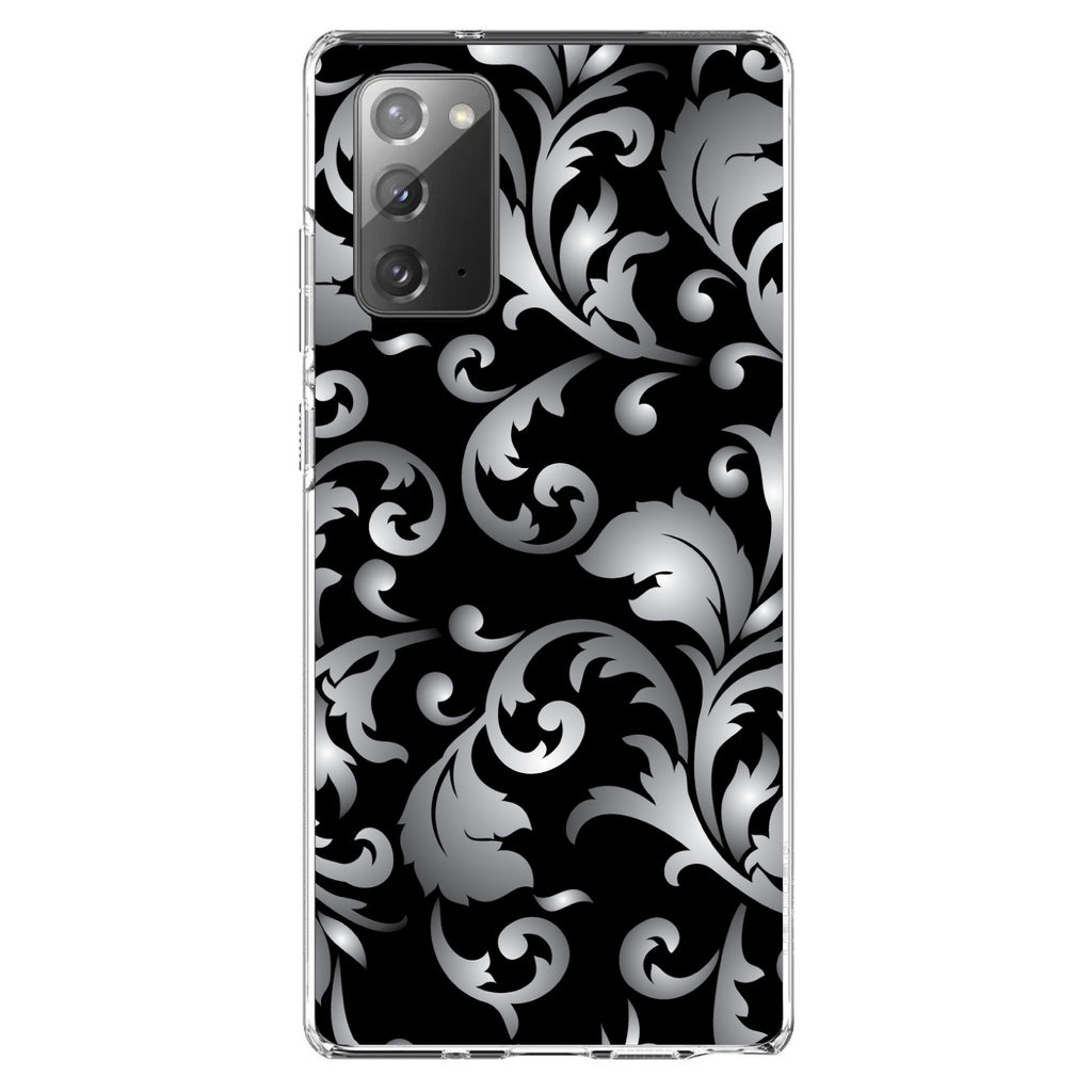 Silver Grey Black White Floral Clear Shockproof iPhone Case, view 8