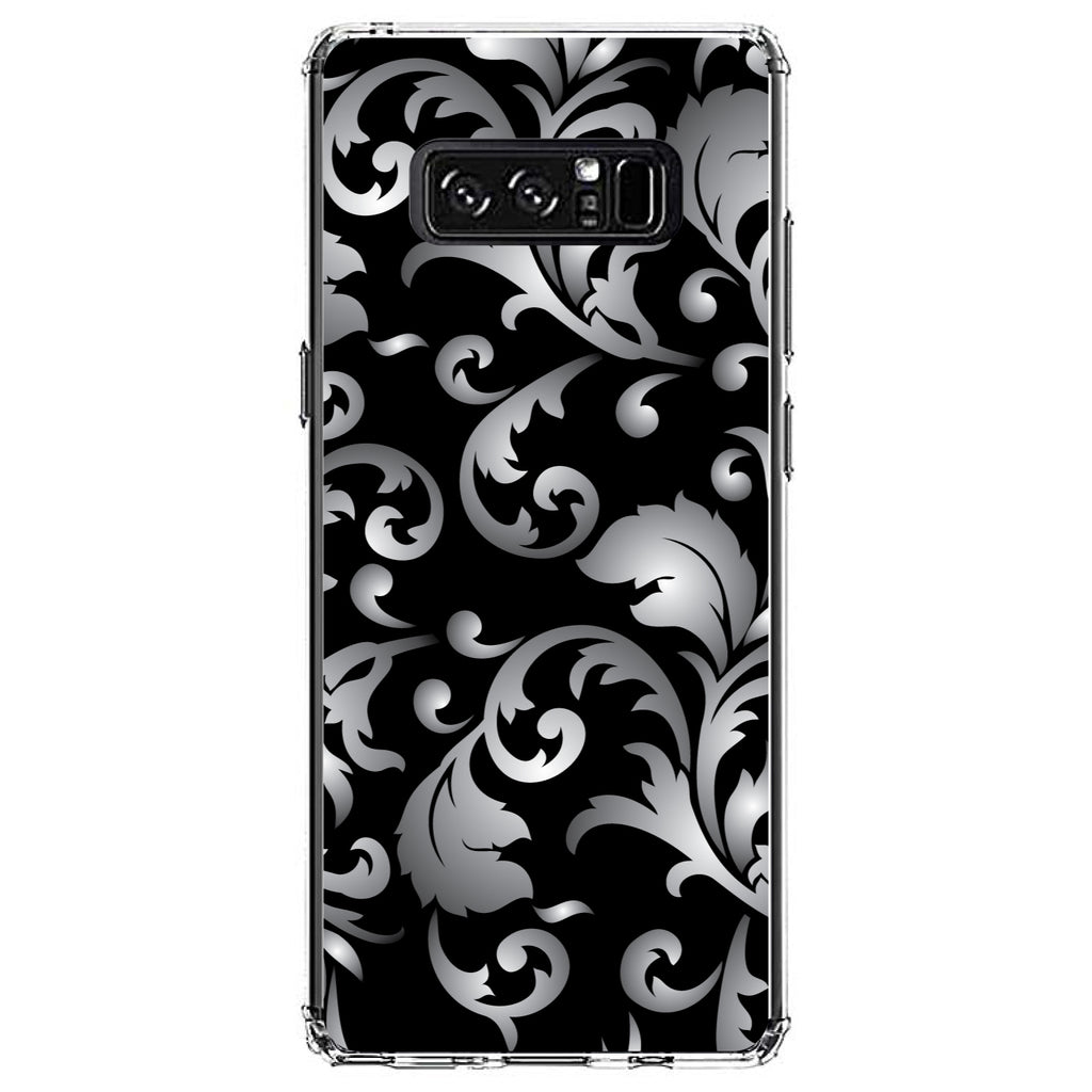 Silver Grey Black White Floral Clear Shockproof iPhone Case, view 12