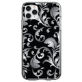 Silver Grey Black White Floral Clear Shockproof iPhone Case