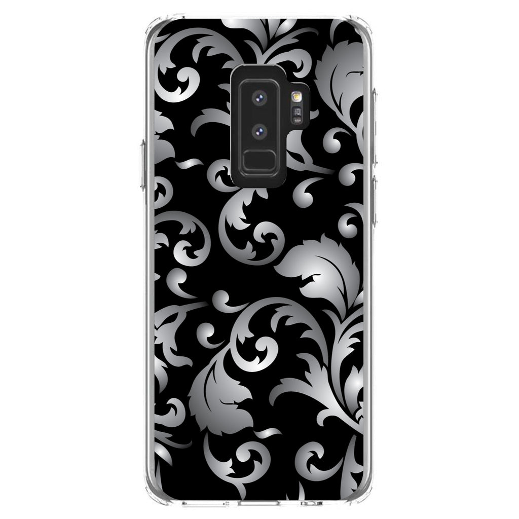 Silver Grey Black White Floral Clear Shockproof iPhone Case, view 20