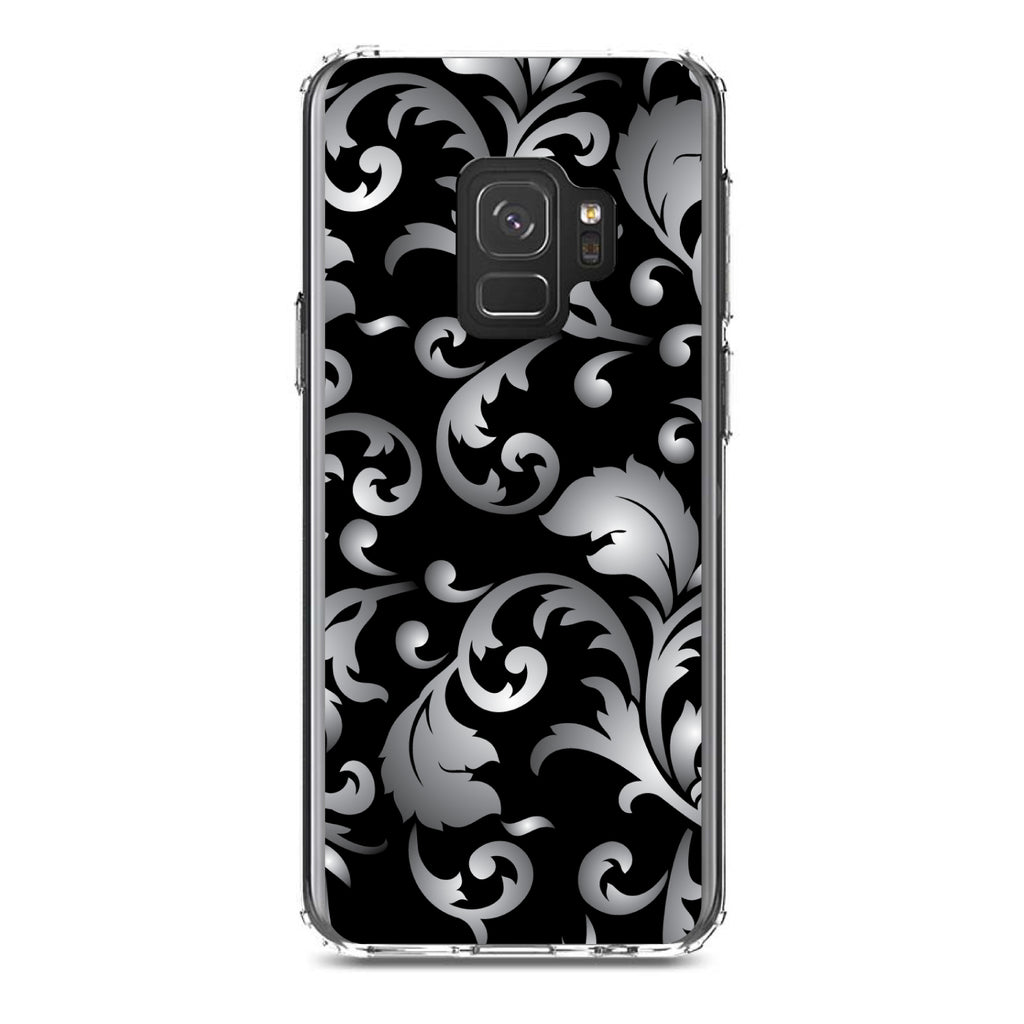 Silver Grey Black White Floral Clear Shockproof iPhone Case, view 19