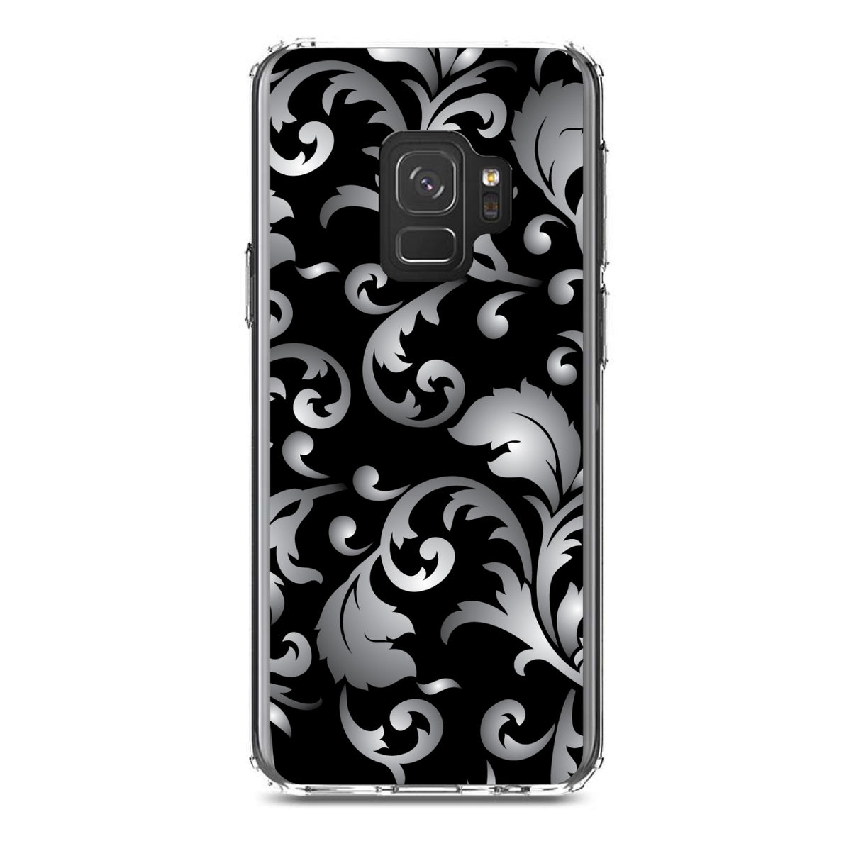 Silver Grey Black White Floral Clear Shockproof iPhone Case, view 19