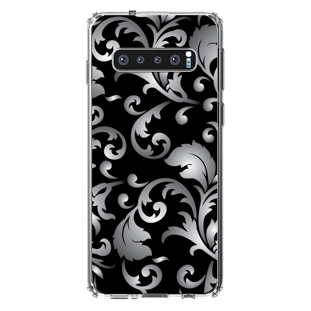 Silver Grey Black White Floral Clear Shockproof iPhone Case, view 16