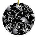 Silver Grey Black White Floral Ceramic Ornament