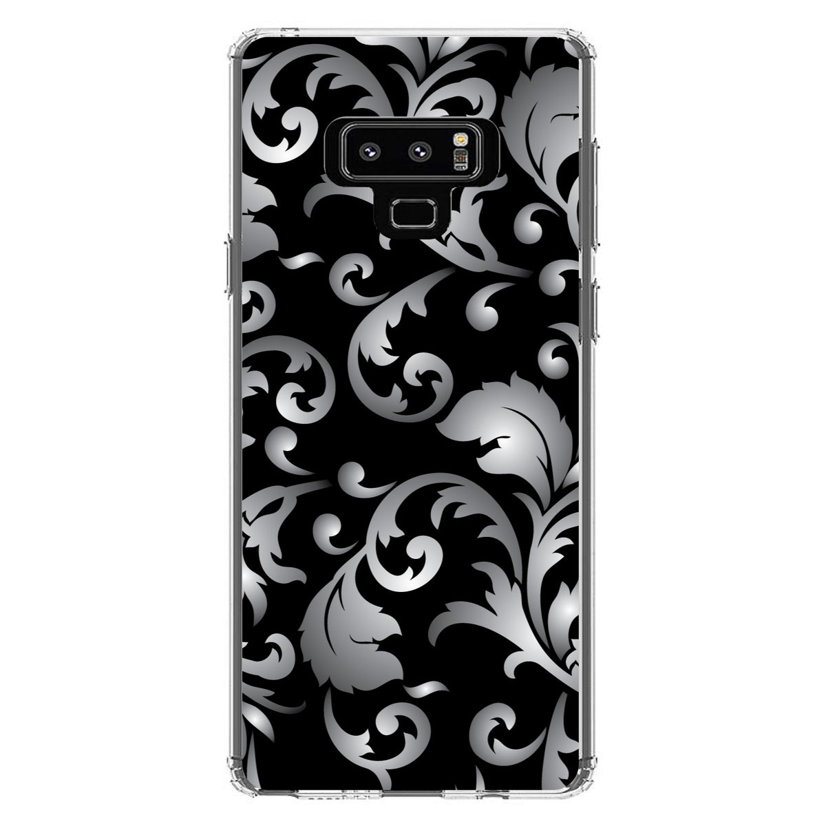 Silver Grey Black White Floral Clear Shockproof iPhone Case, view 11