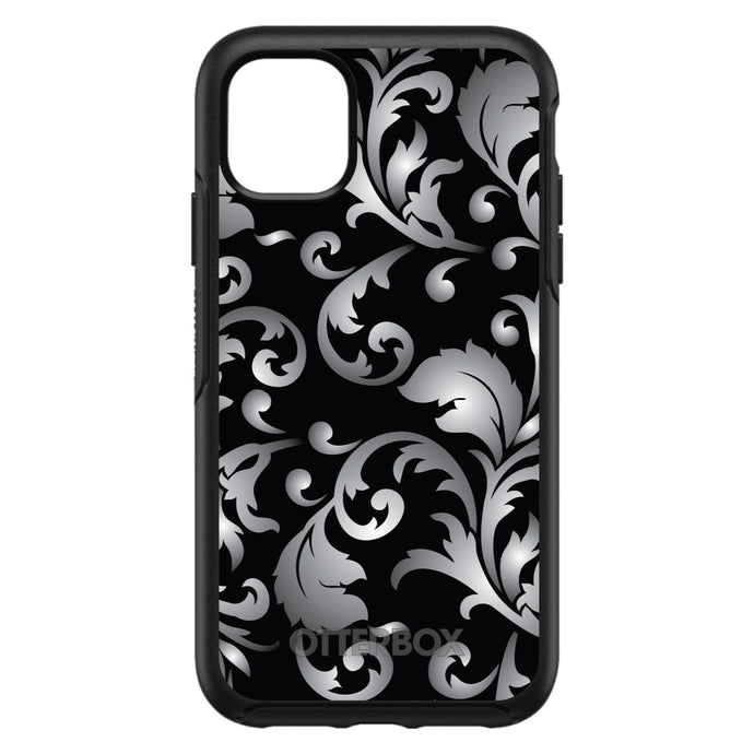DistinctInk™ OtterBox Symmetry Series Case for Apple iPhone / Samsung Galaxy / Google Pixel - Silver Grey Black White Floral