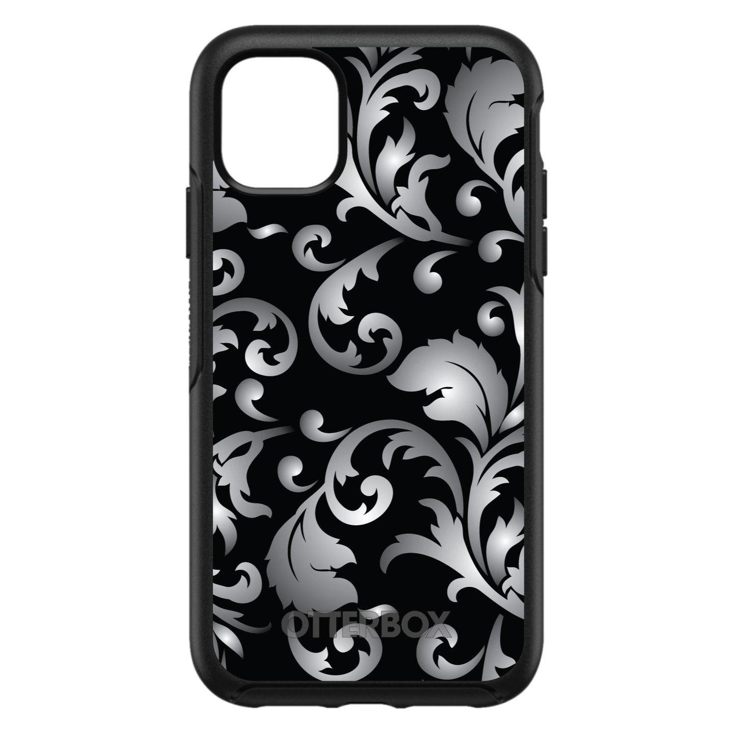 DistinctInk™ OtterBox Symmetry Series Case for Apple iPhone / Samsung Galaxy / Google Pixel - Silver Grey Black White Floral