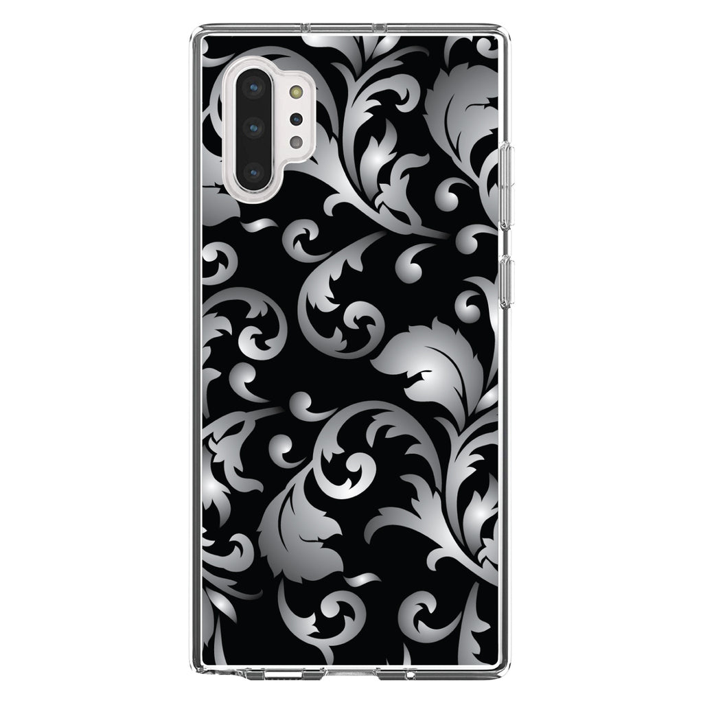 Silver Grey Black White Floral Clear Shockproof iPhone Case, view 10