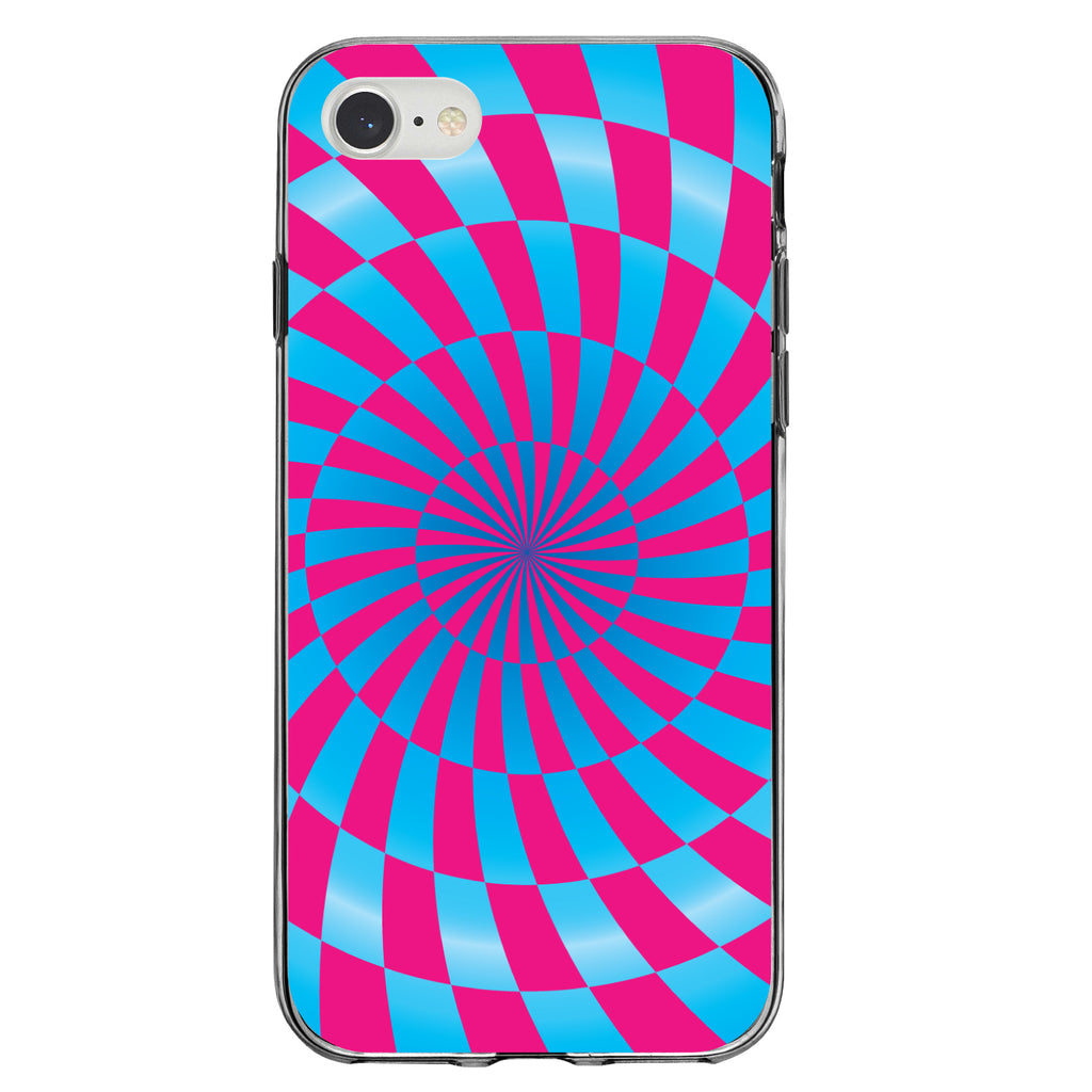Blue Pink Swirl Geometric Clear Shockproof iPhone Case, view 5