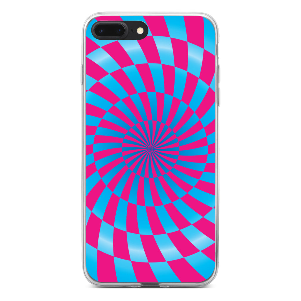 Blue Pink Swirl Geometric Clear Shockproof iPhone Case, view 6