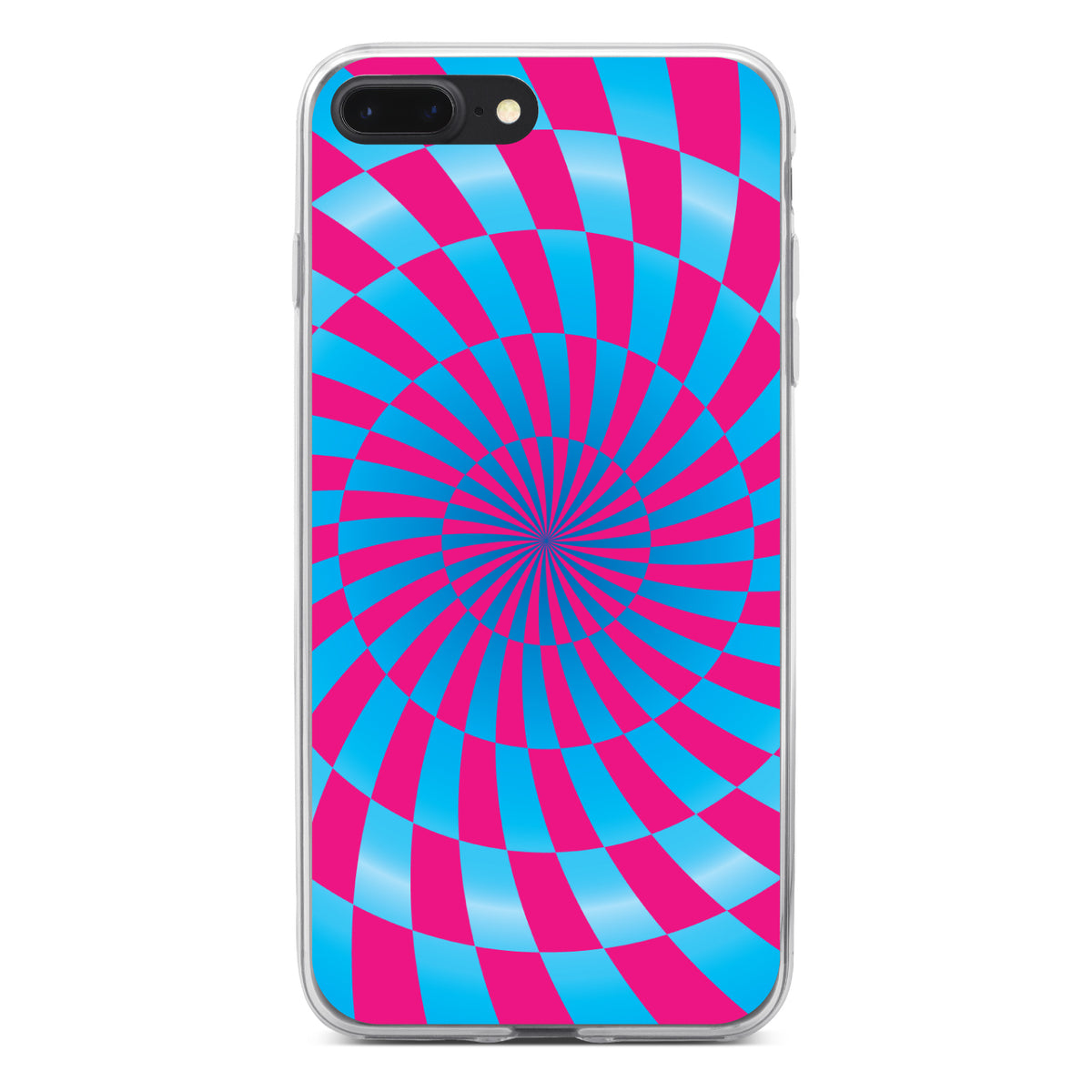 Blue Pink Swirl Geometric Clear Shockproof iPhone Case, view 6