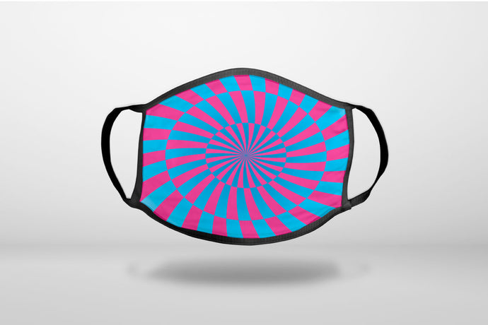 Blue Pink Swirl Geometric - 3-Ply Reusable Soft Face Mask Covering, Unisex, Cotton Inner Layer