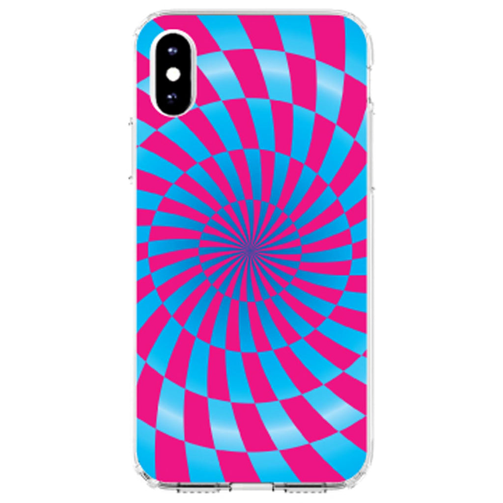 Blue Pink Swirl Geometric Clear Shockproof iPhone Case, view 4