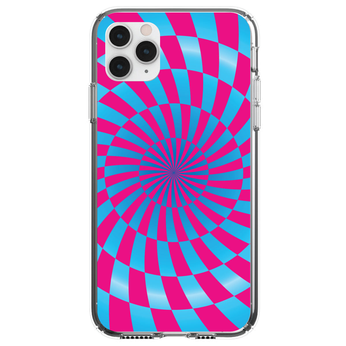 Blue Pink Swirl Geometric Clear Shockproof iPhone Case