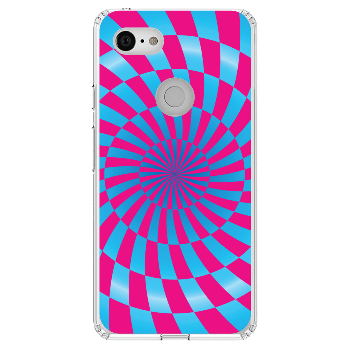 Blue Pink Swirl Geometric Clear Shockproof iPhone Case, view 21