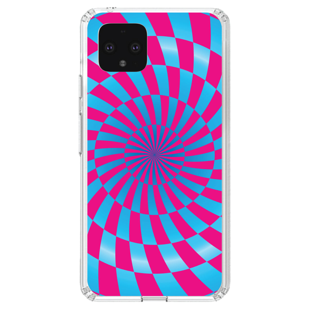 Blue Pink Swirl Geometric Clear Shockproof iPhone Case, view 24