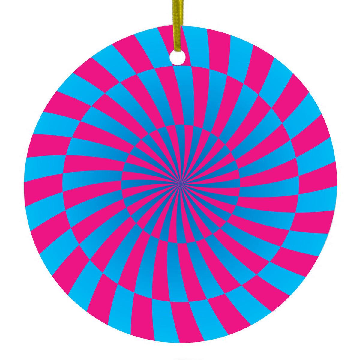 Blue Pink Swirl Geometric Ceramic Ornament